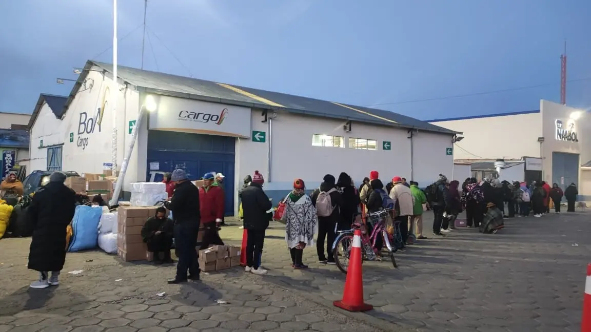 La estaci&oacute;n de recojo de encomiendas de BoA en el aeropuerto de El Alto. Foto: ABI.