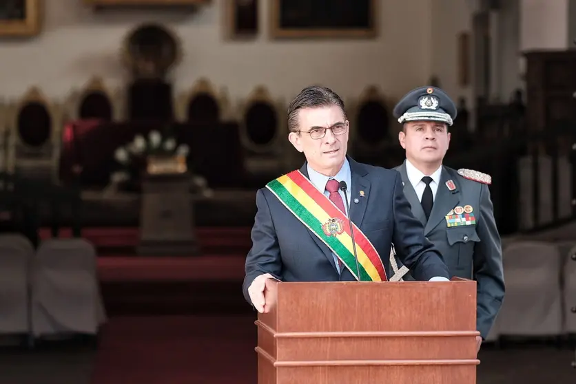Presidente Paz en los actos c&iacute;vicos por el Primer Grito Libertario en Sucre (Foto: Captura)