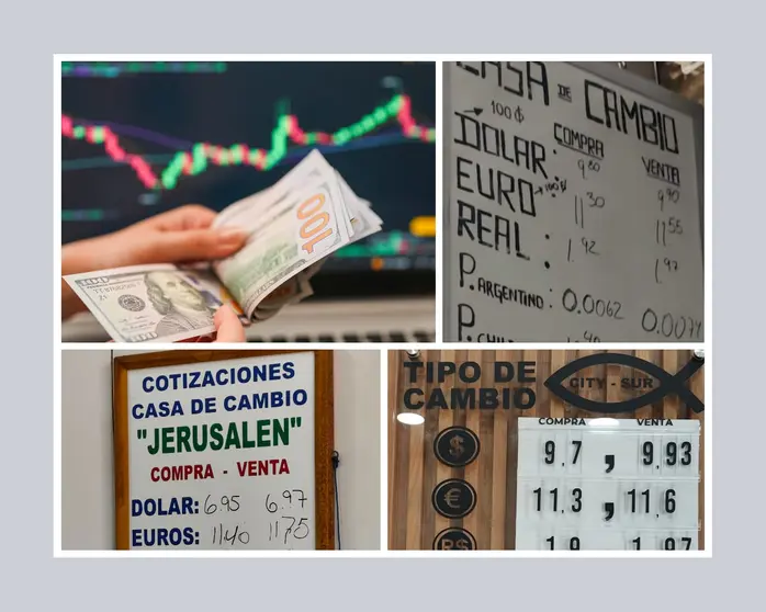 Tipos de cambio en diversas "casas de cambio" de Santa Cruz (Foto: Economy)
