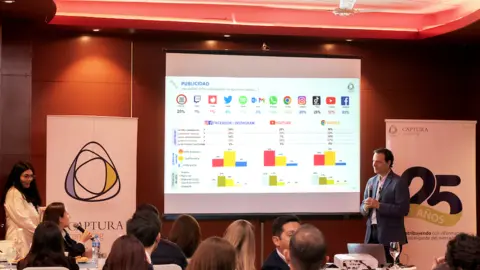 Roger L&oacute;pez, director de Captura Consulting comparte con m&aacute;s de 50 ejecutivos los hallazgos del estudio en La Paz