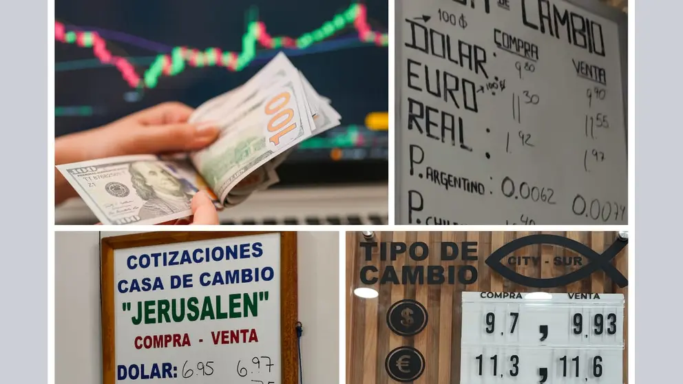 Tipos de cambio en diversas "casas de cambio" de Santa Cruz (Foto: Economy)