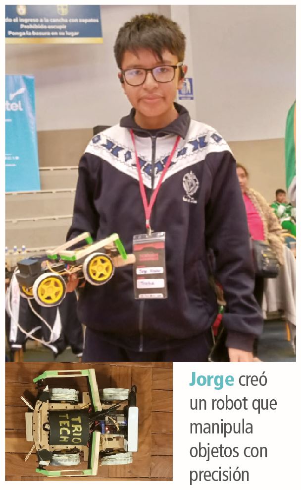 Jorge creó un robot que manipula objetos con precisión